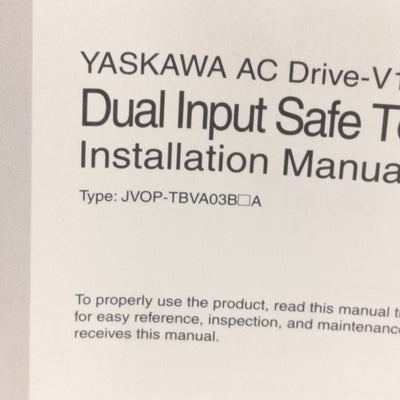 Used Yaskawa JVOP-TBVA03BAA Dual Input Safe Torque Off, For V1000 AC Drives, 24V DC