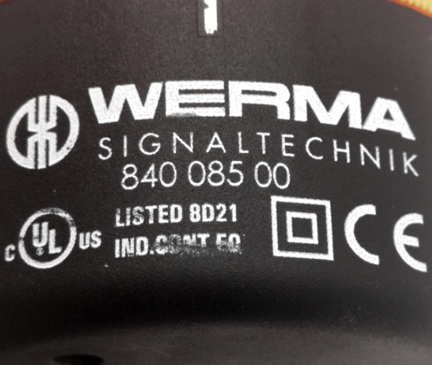 Used Werma 840.085.00 840.300.00 Amber Stack Light 2-Layer, 12-230V AC/DC, Base Mount