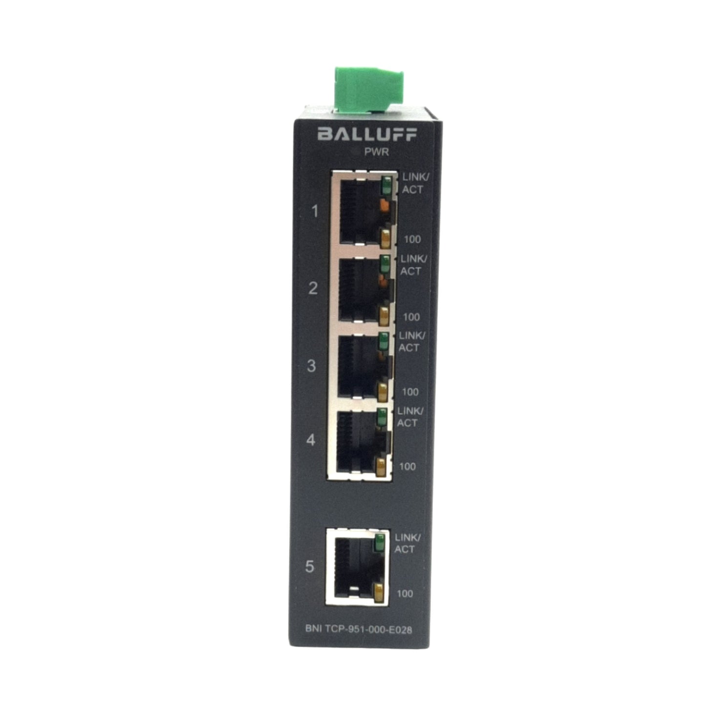 Used Balluff BNI TCP-951-000-E028 BNi005E Network Switch, 12-48V DC, RJ45, DIN Mount