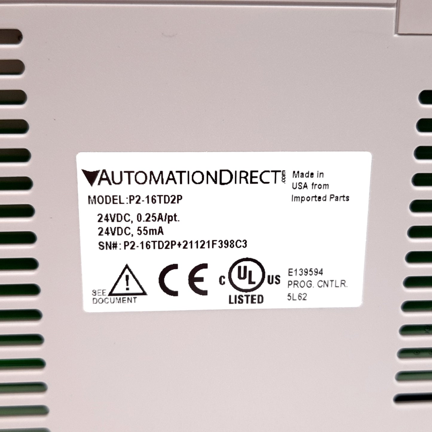 New Automation Direct P2-16TD2P P2000 PLC Output Module, 16-Point, 12-24VDC