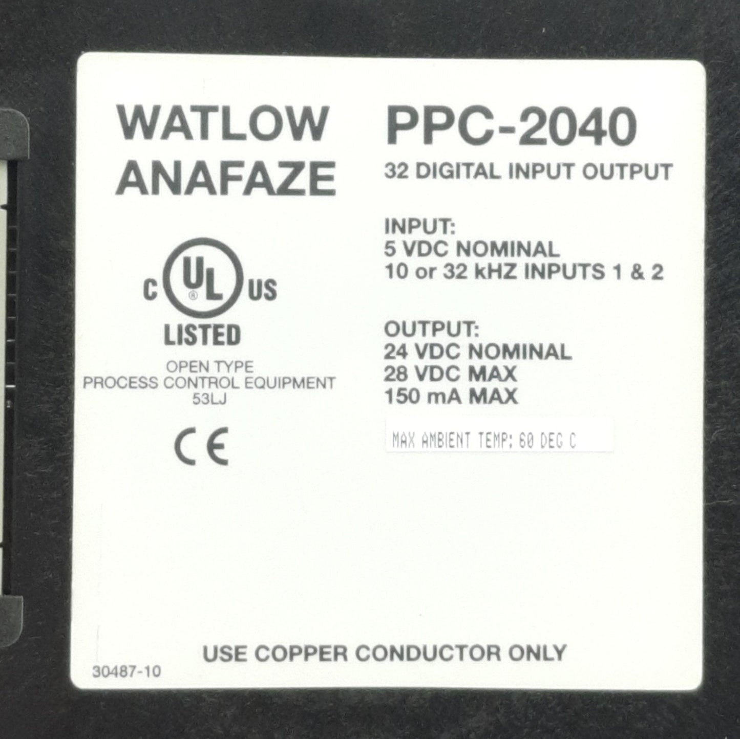 Used Watlow PPC-2040-1 I/O Module, 32 Channels, 5V DC Input, 24/28V DC 150mA Output