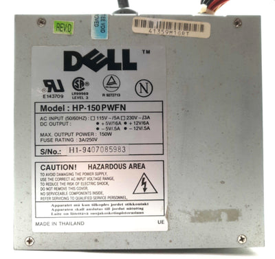Used DELL HP-150PWFN 433/ AT Computer Power Supply 150W 4x Molex 1x FDD 115/230VAC