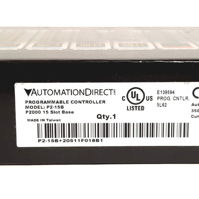 New Other Automation Direct P2-15B P2000 PLC I/O Base, Holds Power Supply / CPU / 15x I/O