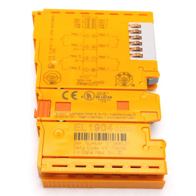 Used Beckhoff EL1904 EtherCAT PLC Digital Input Module, 4-Channel, Rating: 24VDC