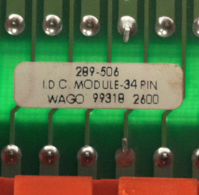 Used Wago 289-506 IDC Module, 34-Pin IDC Male to PCB Terminal Block, 125V 1A Rating