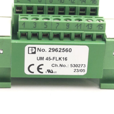 Used Phoenix Contact UM45-FLK16 2962560 Varioface Module 16-Pin IDC To PCB Terminals