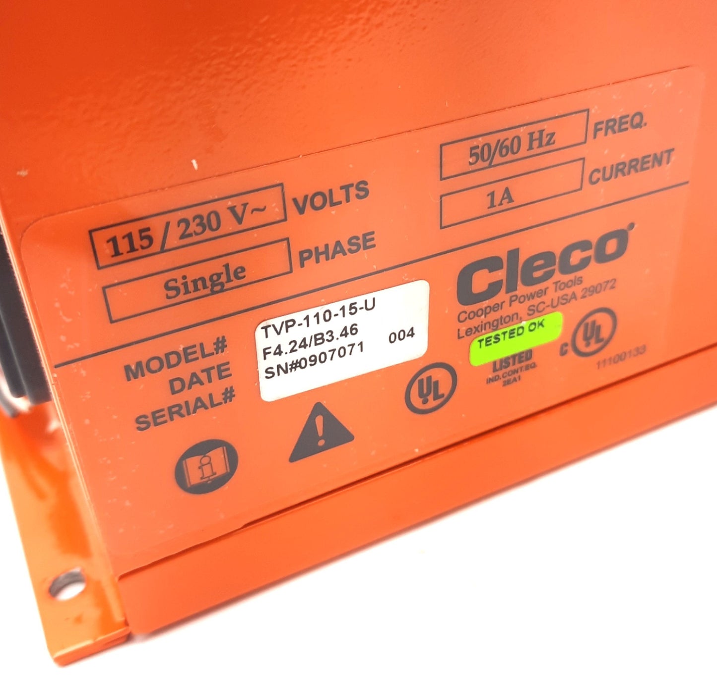 Used Cleco TVP-110-15-U Torque Verifier Pneumatic Qualifier Single Phase 115-230V 1A