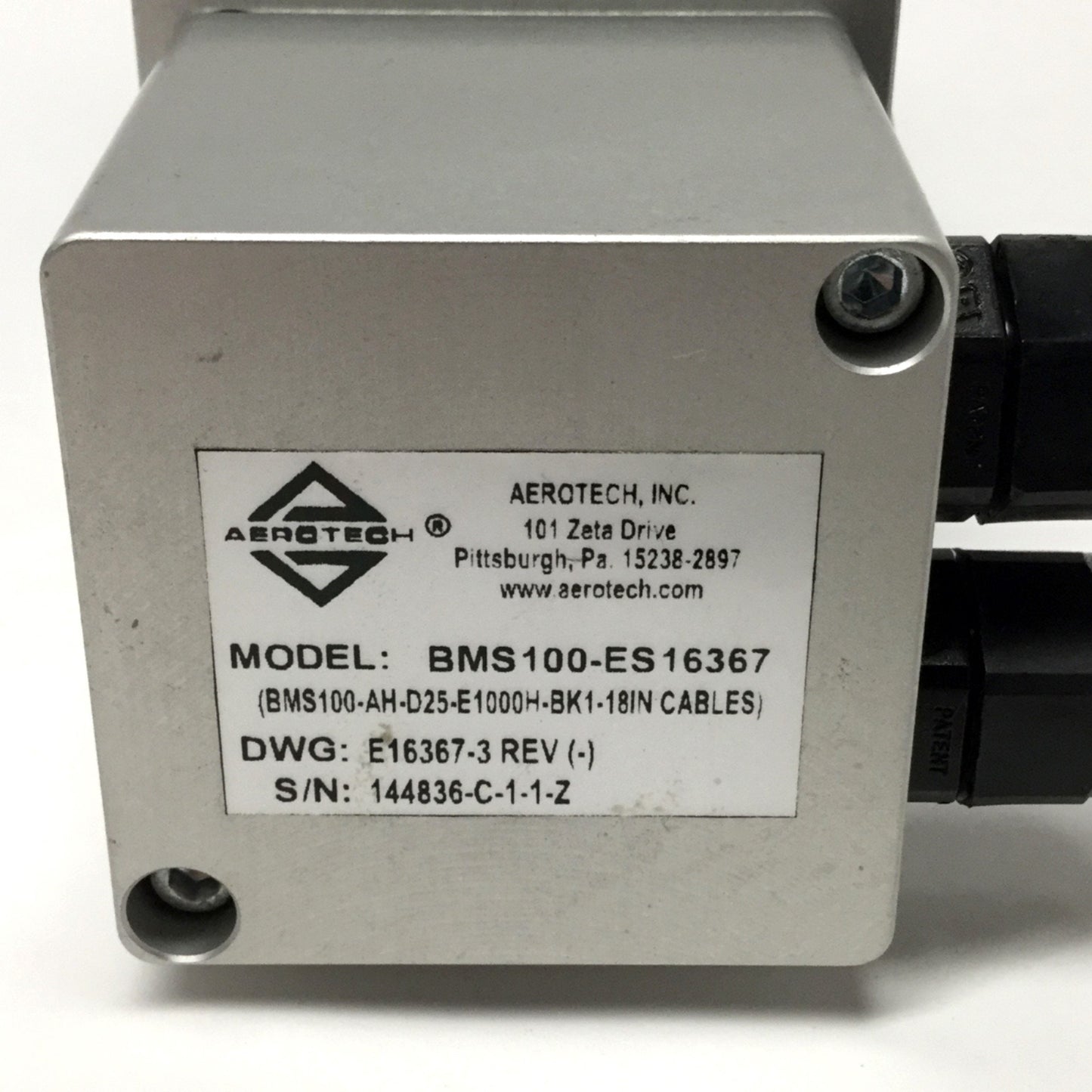 Used Aerotech BMS100-AH-D25-E1000H-BK1 DC Brushless Servo Motor, NEMA23 w/24VDC Brake