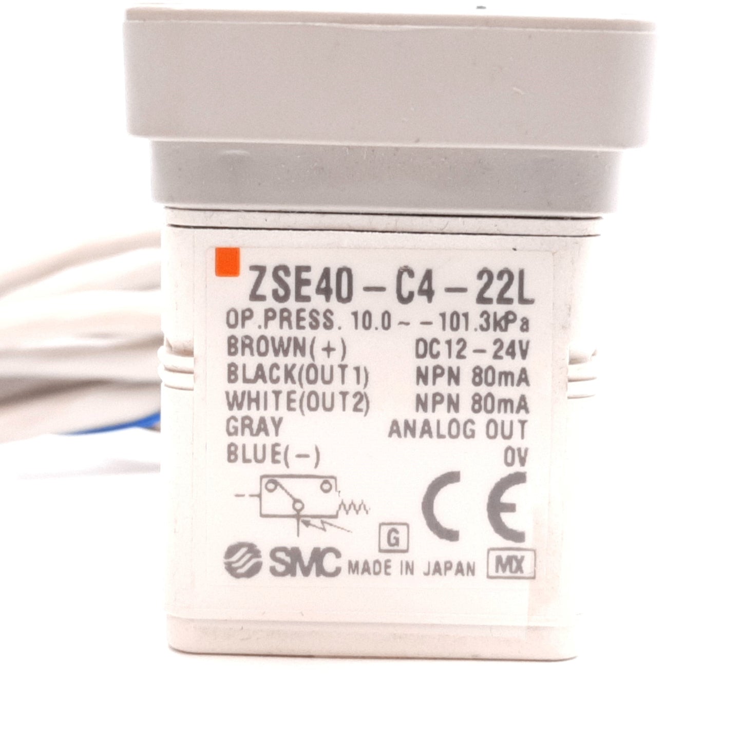 Used SMC ZSE40-C4-22L Digital Vacuum Pressure Switch, 12-24VDC, 10 to -101.3kPa