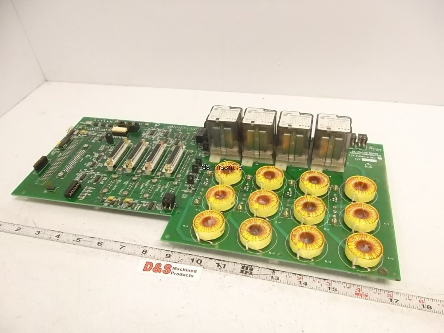 Used Anorad 811094-A 5Unit Chassis Board w/ 700-HB33Z24 Relays