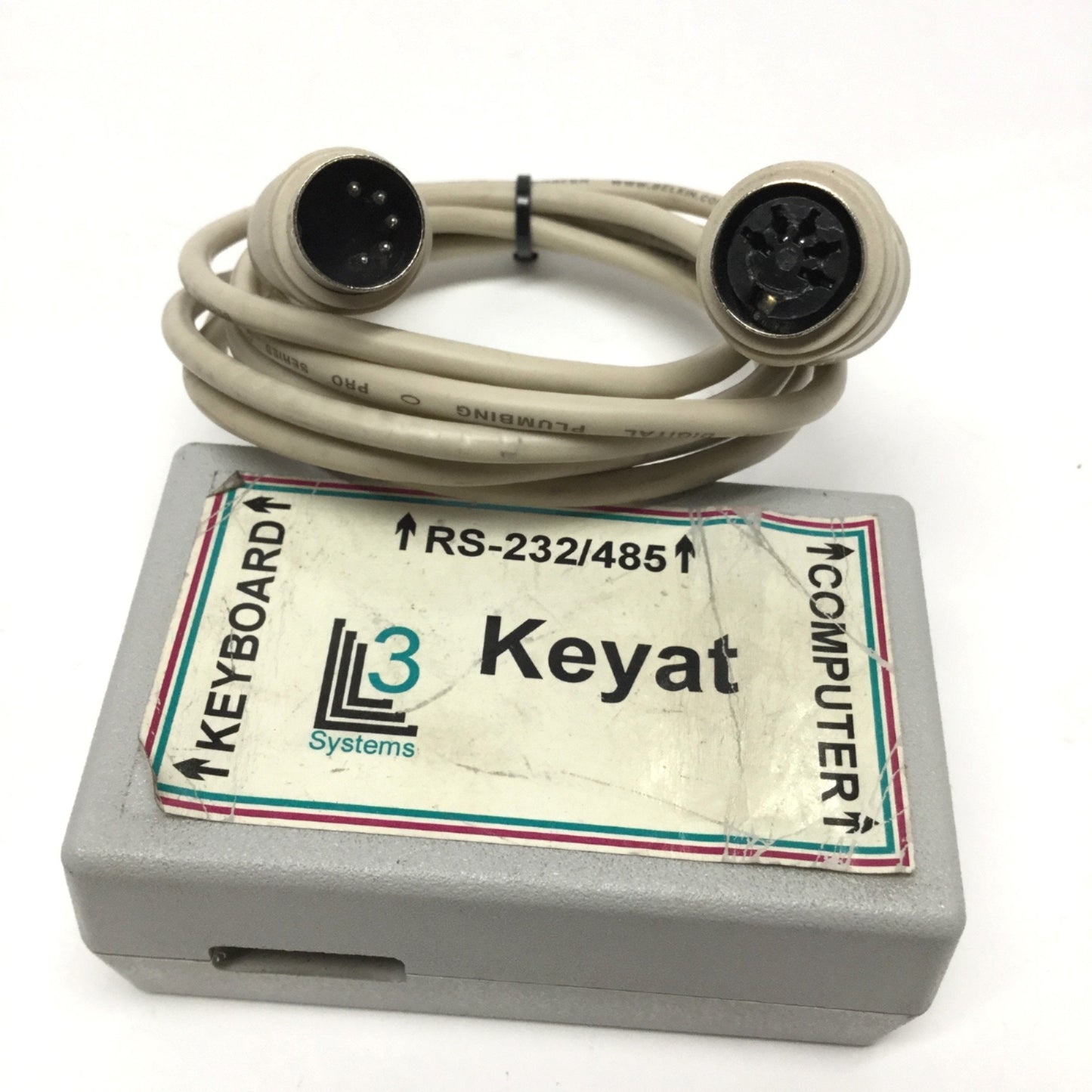 Used L3 Systems KeyAT Keyboard Port Adapter 5-pin DIN, RS-232/485 25-pin D-Sub