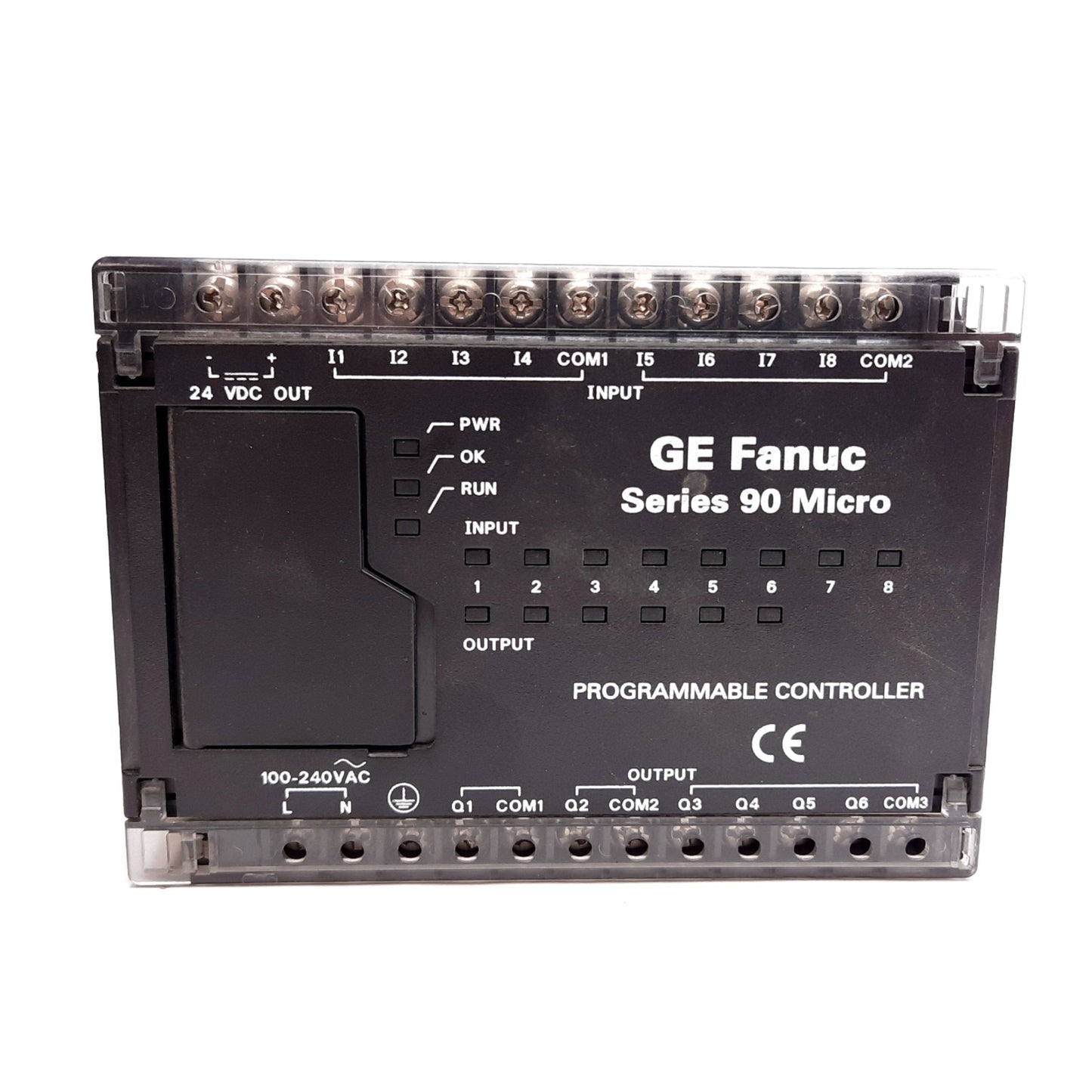 Used GE Fanuc IC693UDR001RP1 Series 90 Micro PLC I/O Unit, 8 IN/6 OUT, 100-240VAC
