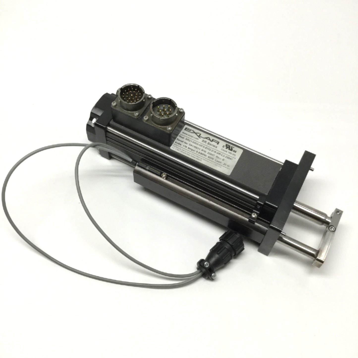 Used Exlar SR21-0302-MFX-EM2-218-AR-L2 Linear Actuator 115VAC, 0.2" Lead, 3" Stroke