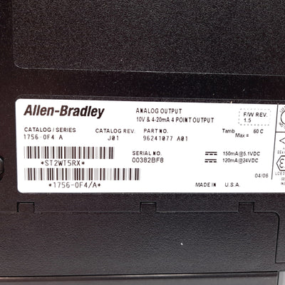 Used Allen Bradley 1756-OF4/A J01 ControlLogix Analog Output Module, 4-Point