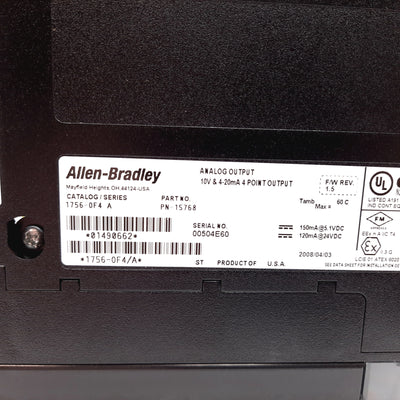 Used Allen Bradley 1756-OF4/A ControlLogix Analog Output Module, 4-Point