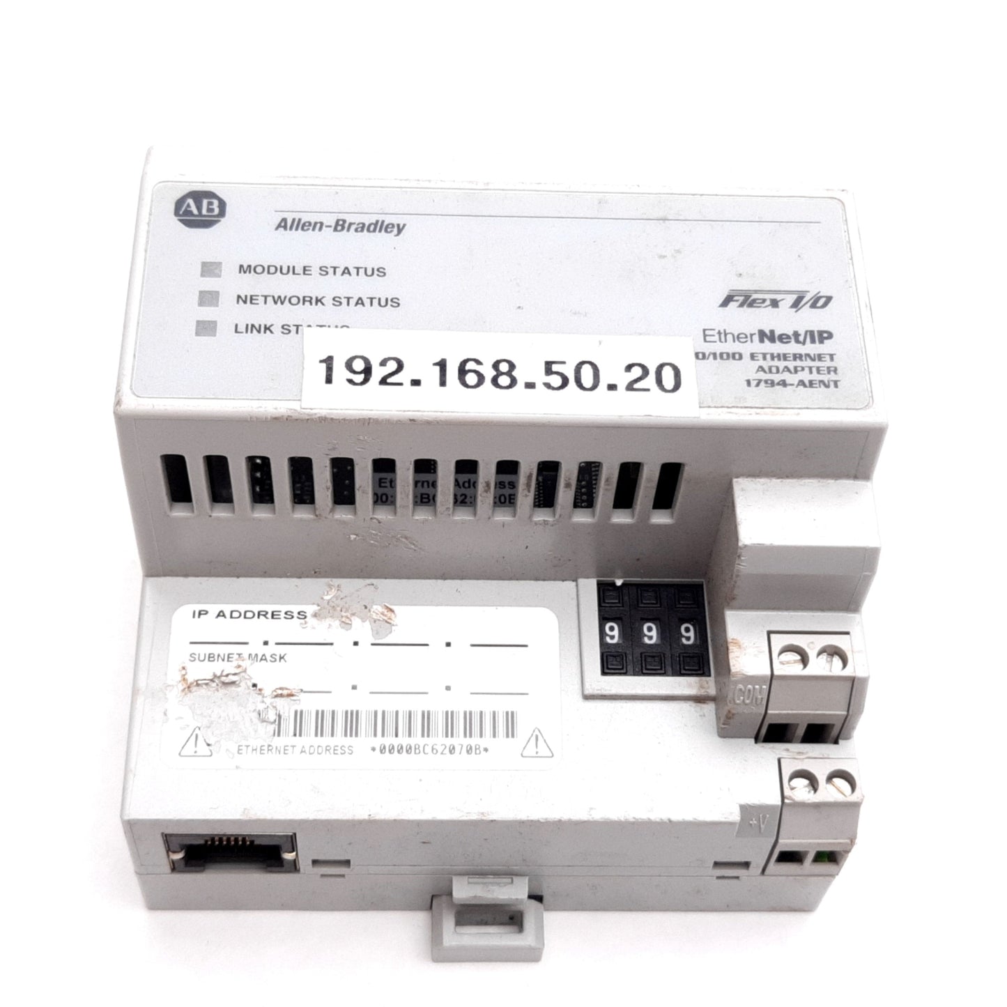 Used Allen Bradley 1794-AENT Flex I/O EtherNet I/P Communication Adapter Module 24VDC