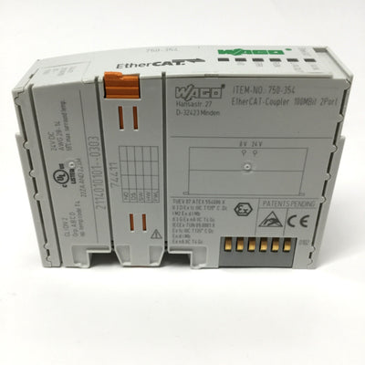 Used Wago 750-354 EtherCAT Ethernet Fieldbus Coupler 100Mbit/s 2-Port RJ45, 24VDC