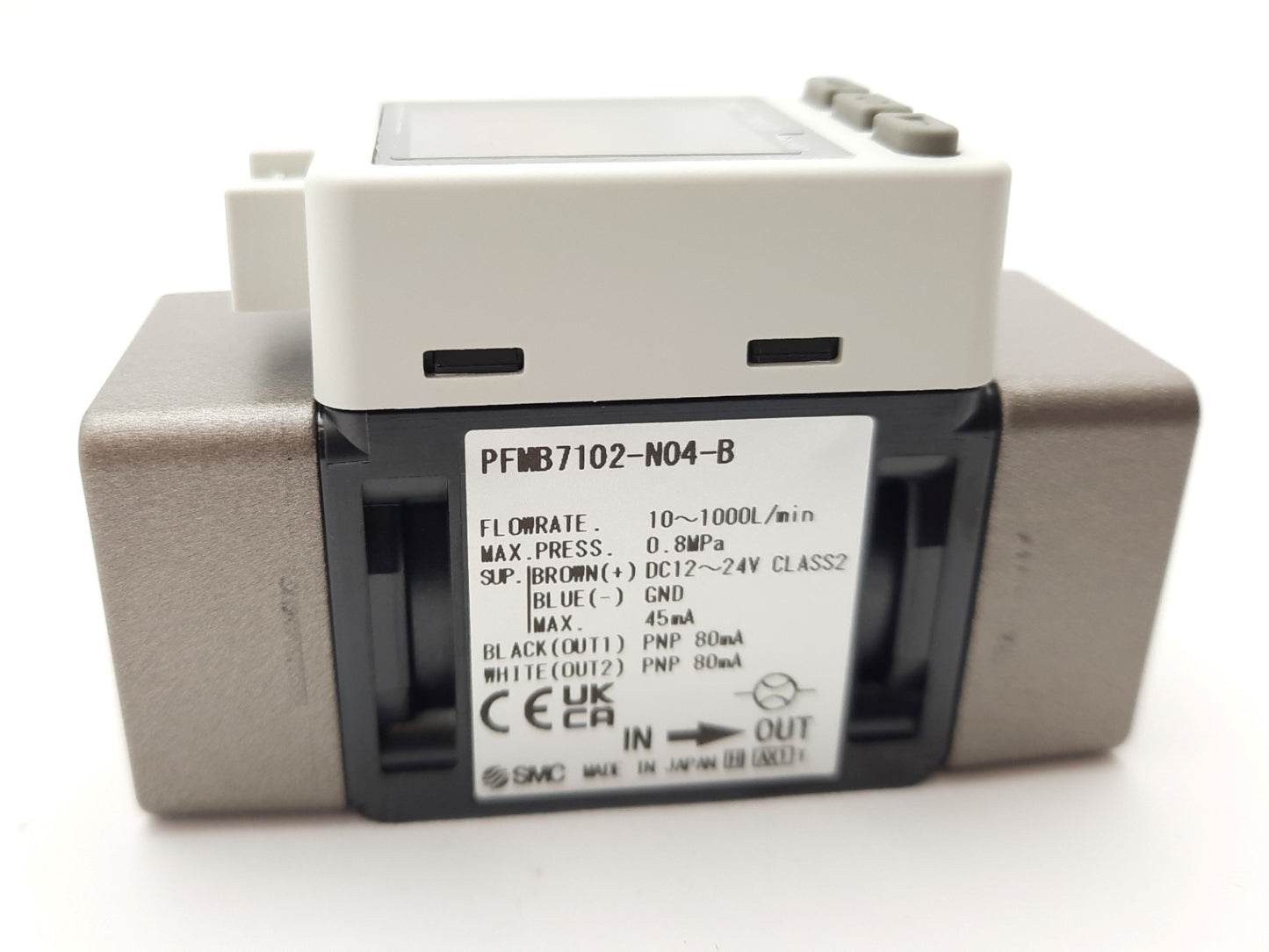 New SMC PFMB7102-N04-B Digital Flow Switch 10-1000L/min, 0.8MPa, 24VDC, 1/2" PNP