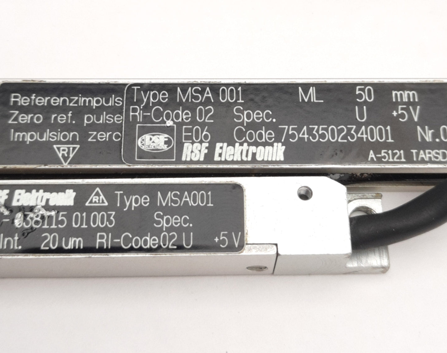 Used RSF Elektronik MSA001 Linear Encoder Scale & Head, 50mm Travel, 5V DC, *Leads*