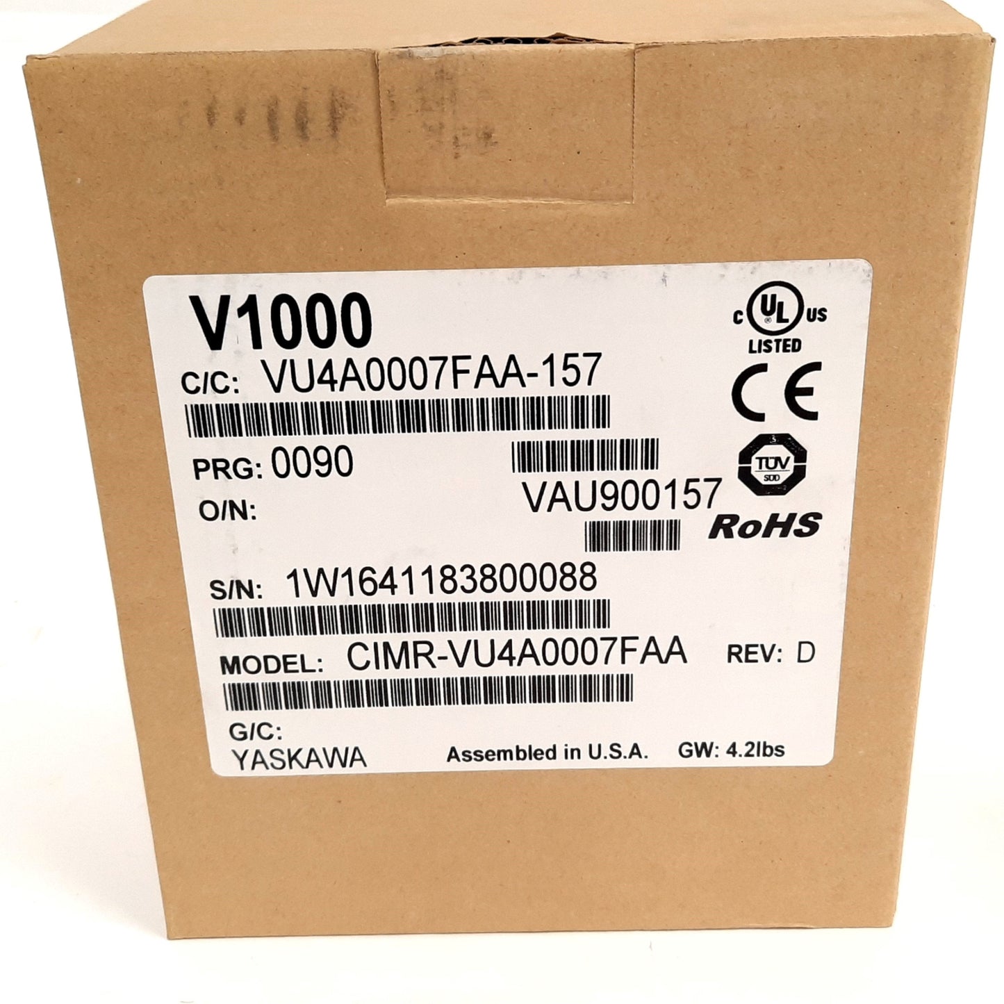 New Yaskawa CIMR-VU4A0007FAA AC Variable Speed Drive, 3-Phase, 380-480VAC, 3HP