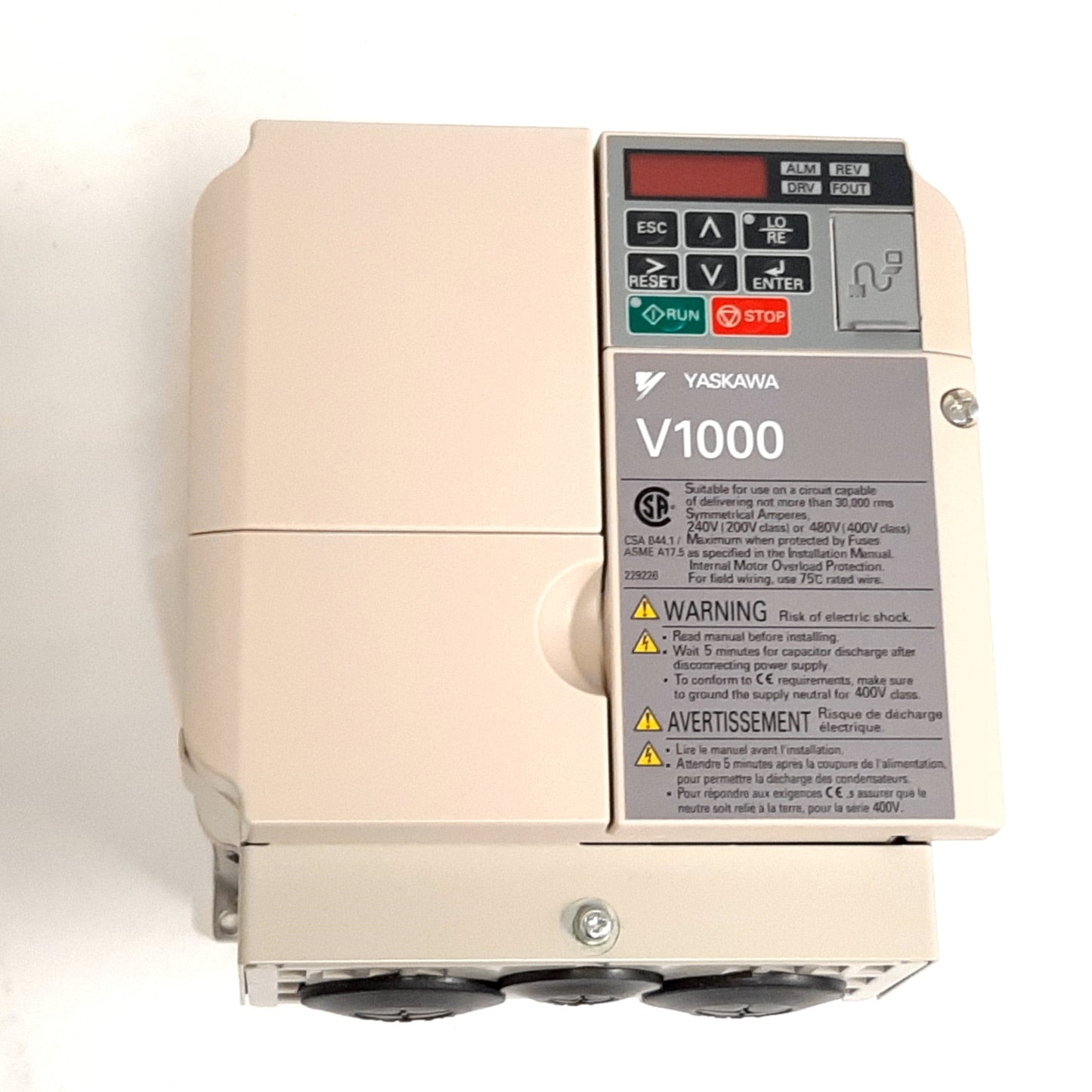 New Yaskawa CIMR-VU4A0011FAA AC Variable Speed Drive, 3-Phase, 380-480VAC, 5HP