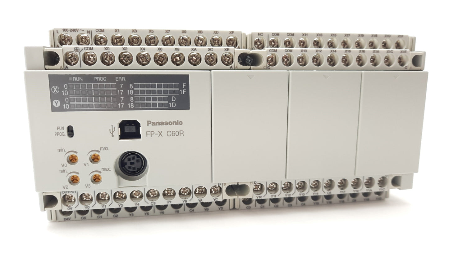 New Panasonic AFPX-C60R PLC Control Module 100-240VAC 32 Digital, 28 Relay, 8 Module