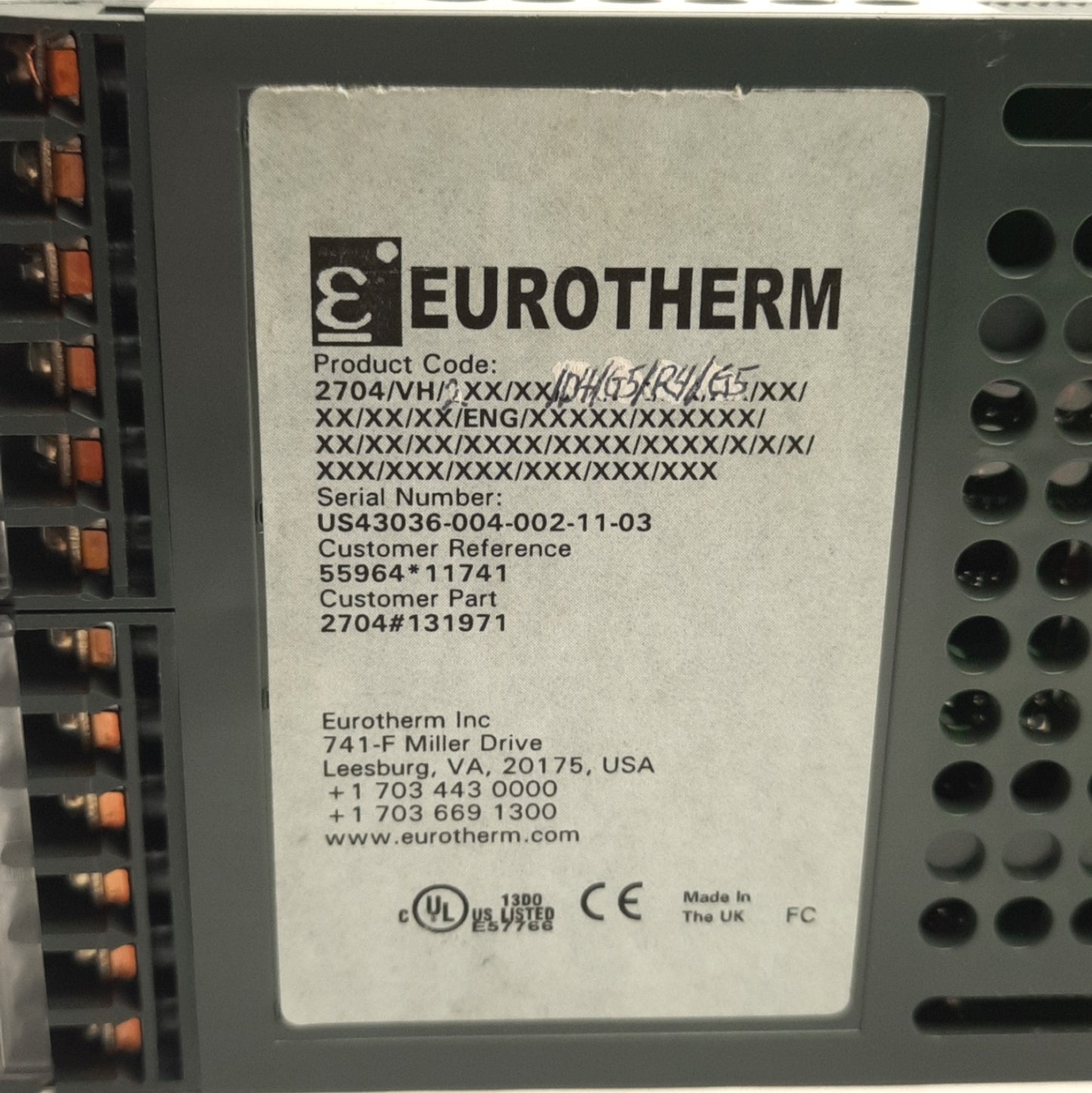 Used Eurotherm 2704/VH/2XX/XX/D4/G5/R4/G5 Process Controller 100/240VAC Line