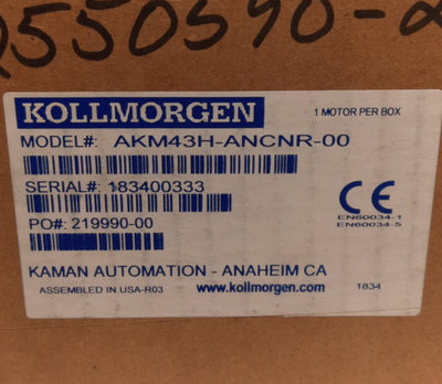 New Kollmorgen AKM43H-ANCNR-00 Servo Motor 84mm Frame, w/ Resolver Feedback