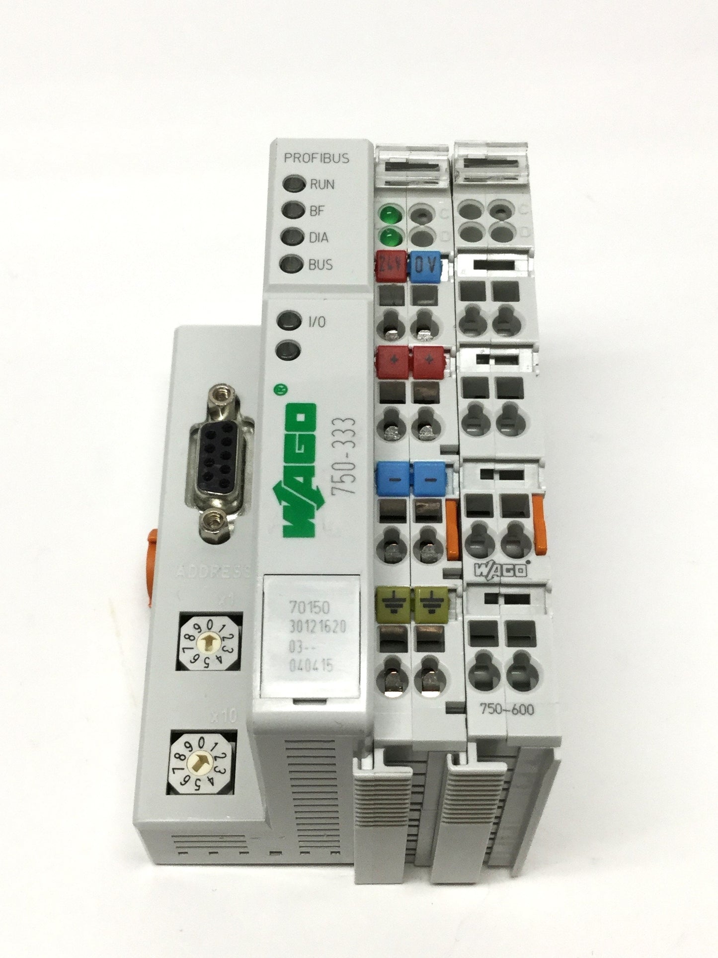 Used Wago 750-333 PROFIBUS DP Fieldbus Coupler Module, 9-Pin Dsub, 12MBd, 24VDC