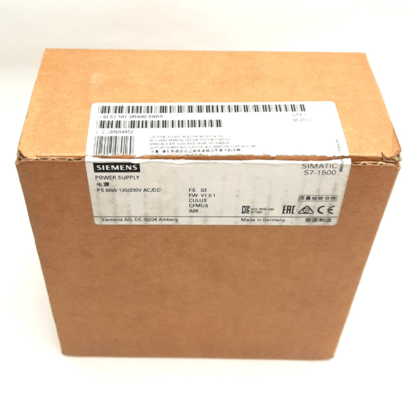 New Other Siemens 6ES7 507-0RA00-0AB0 60W Power Supply 120/230V 0.6A, Simatic S7-1500