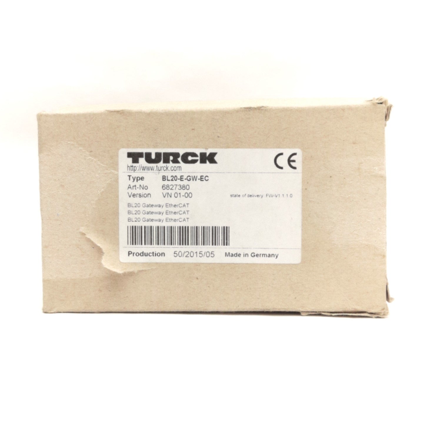 Used Turck BL20-E-GW-EC EtherCAT Gateway, For BL20 I/O System, 24VDC, 10-100Mbps