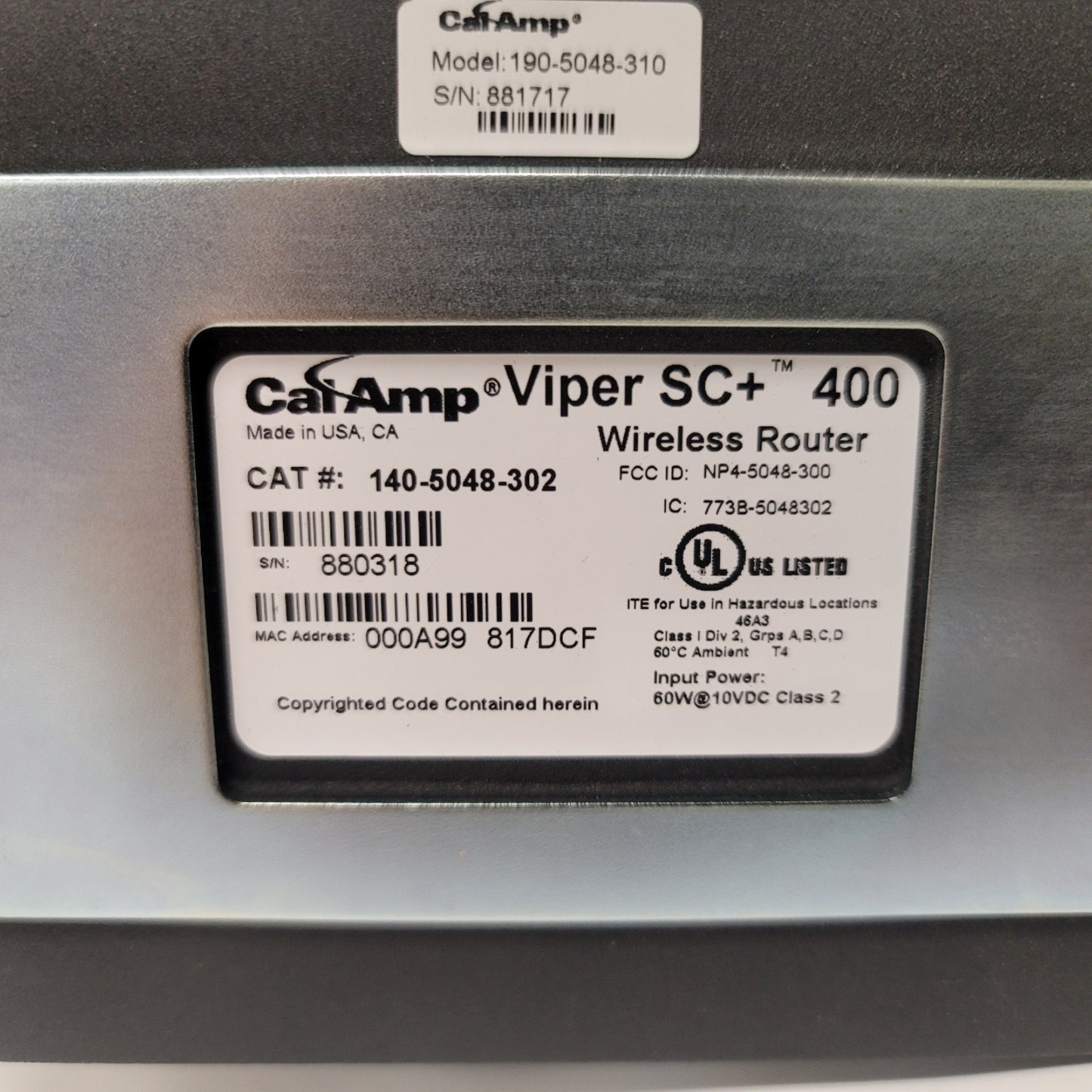 New CalAmp 140-5048-302 Viper SC+ 400 Wireless Router, 406.1-470MHz UHF, 128kbps