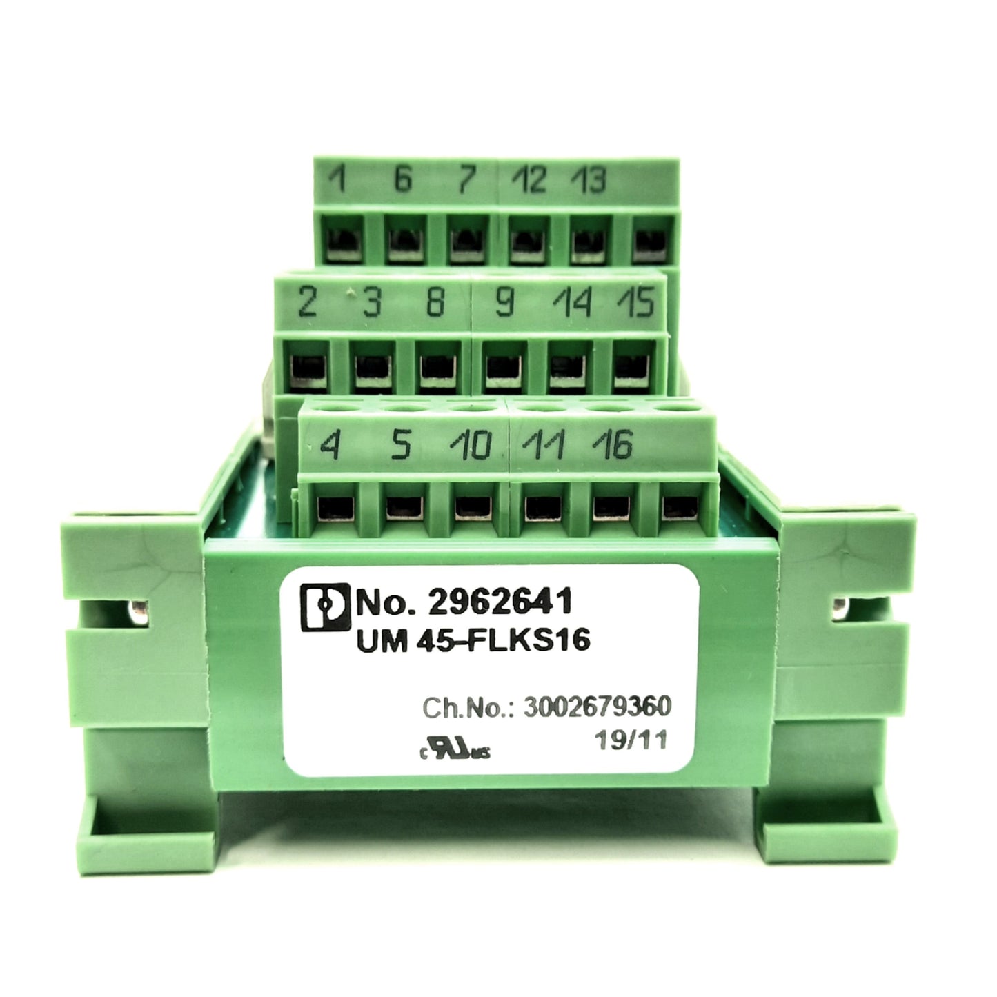 Used Phoenix Contact UM 45-FLKS16 Interface Module 30VAC/60VDC, 18 Position, DIN Rail