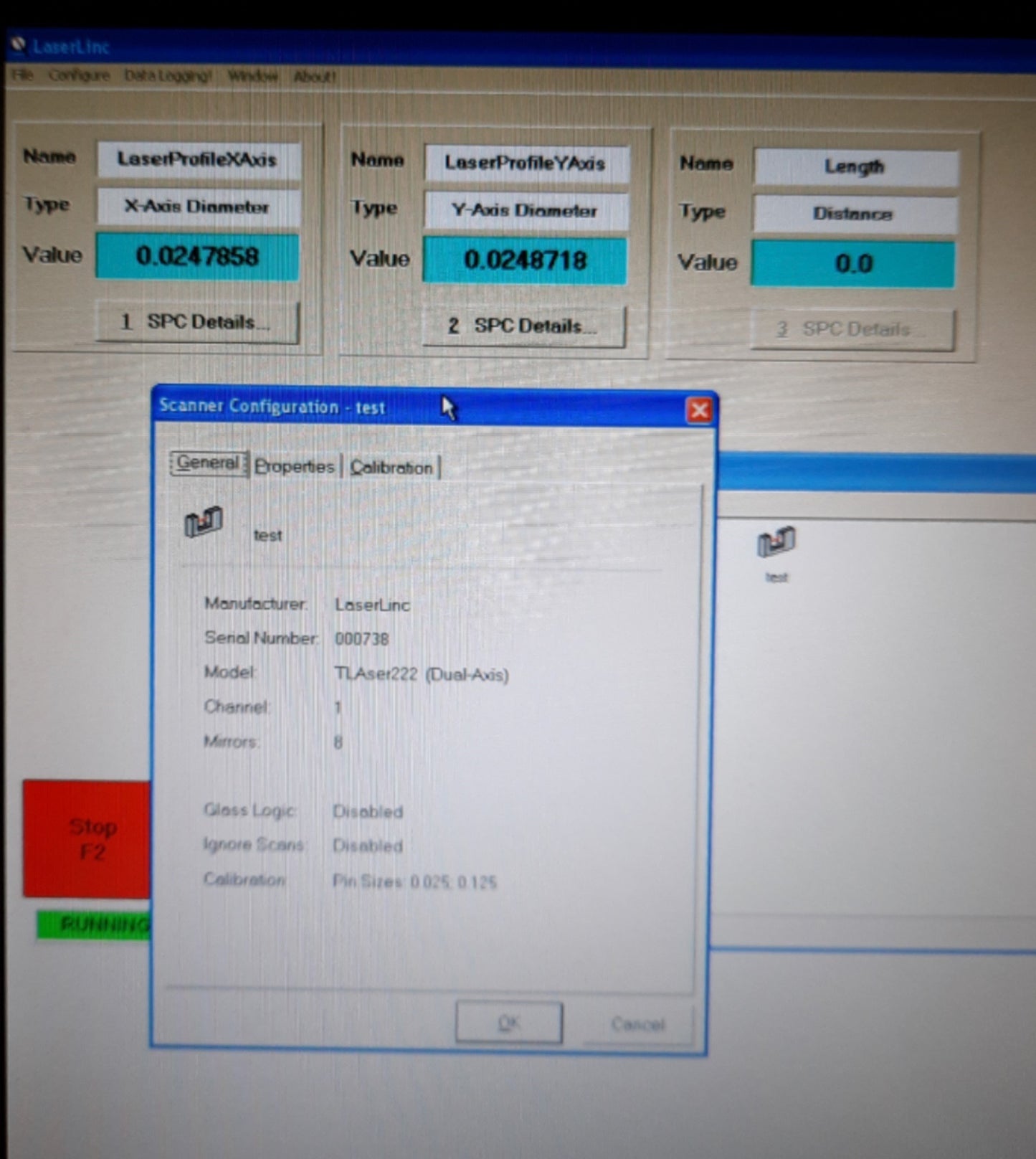 Used Laserlinc TLAser222 LASER Micrometer/Gage Head, .003-.85", ±.0001", 800 scan/sec