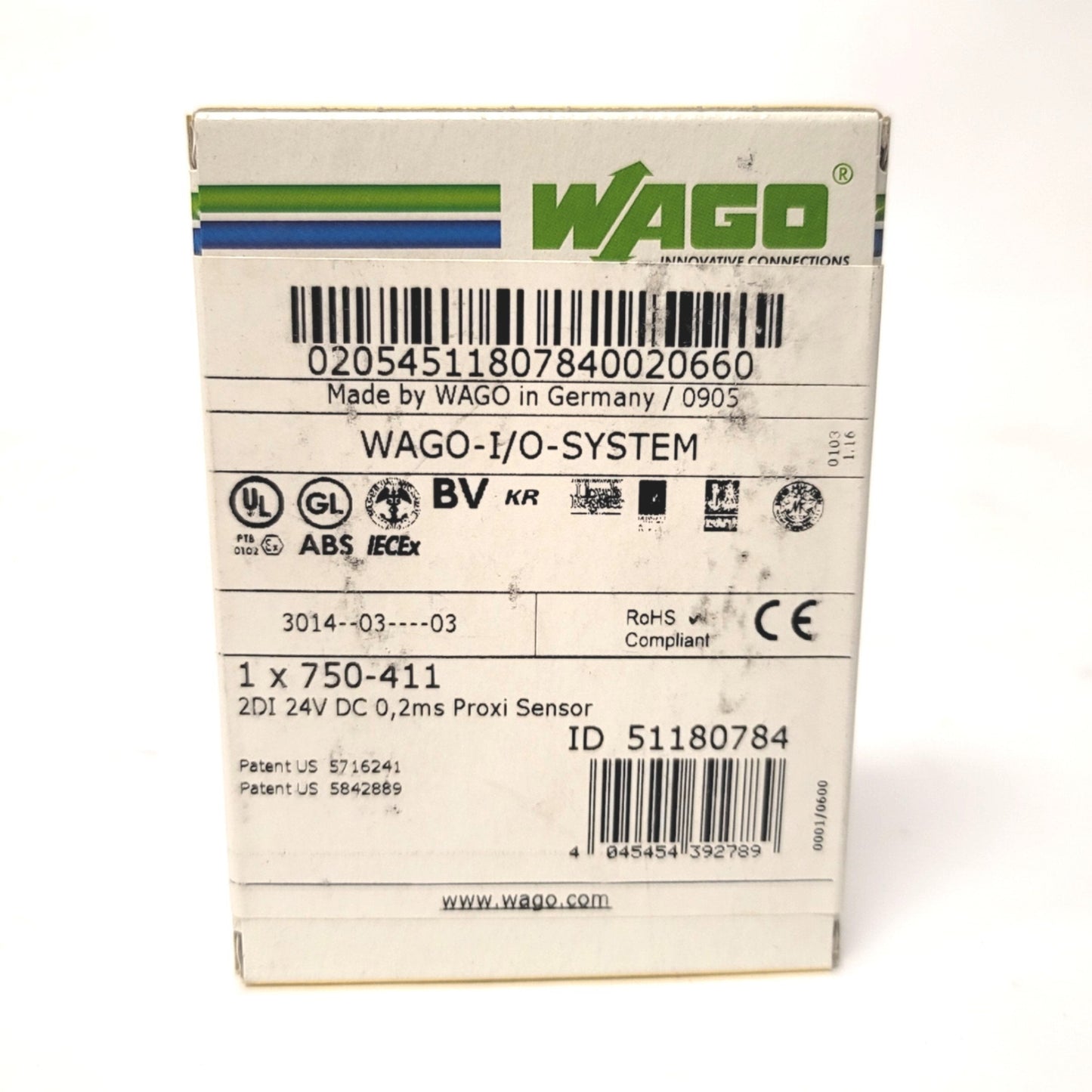 New Wago 750-411 2-Channel Digital Input Module 24VDC, 2x 2/3/4-Wire or 2-Wire Prox