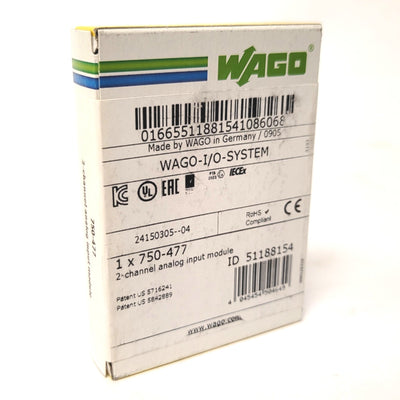 New Wago 753-477 2-Channel Analog Input Module, 16 Bit, 0-10V AC/DV, Differential