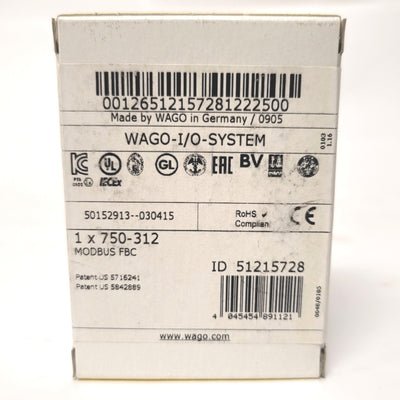 Wago 750-312 MODBUS Fieldbus Coupler Module 512 Bytes, 6000 Points, 24VDC