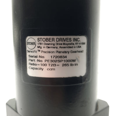 Used STOBER PE302SP1000M Planetary Gearbox 100:1 14/16mm Shaft 265lb-in 70mm Frame