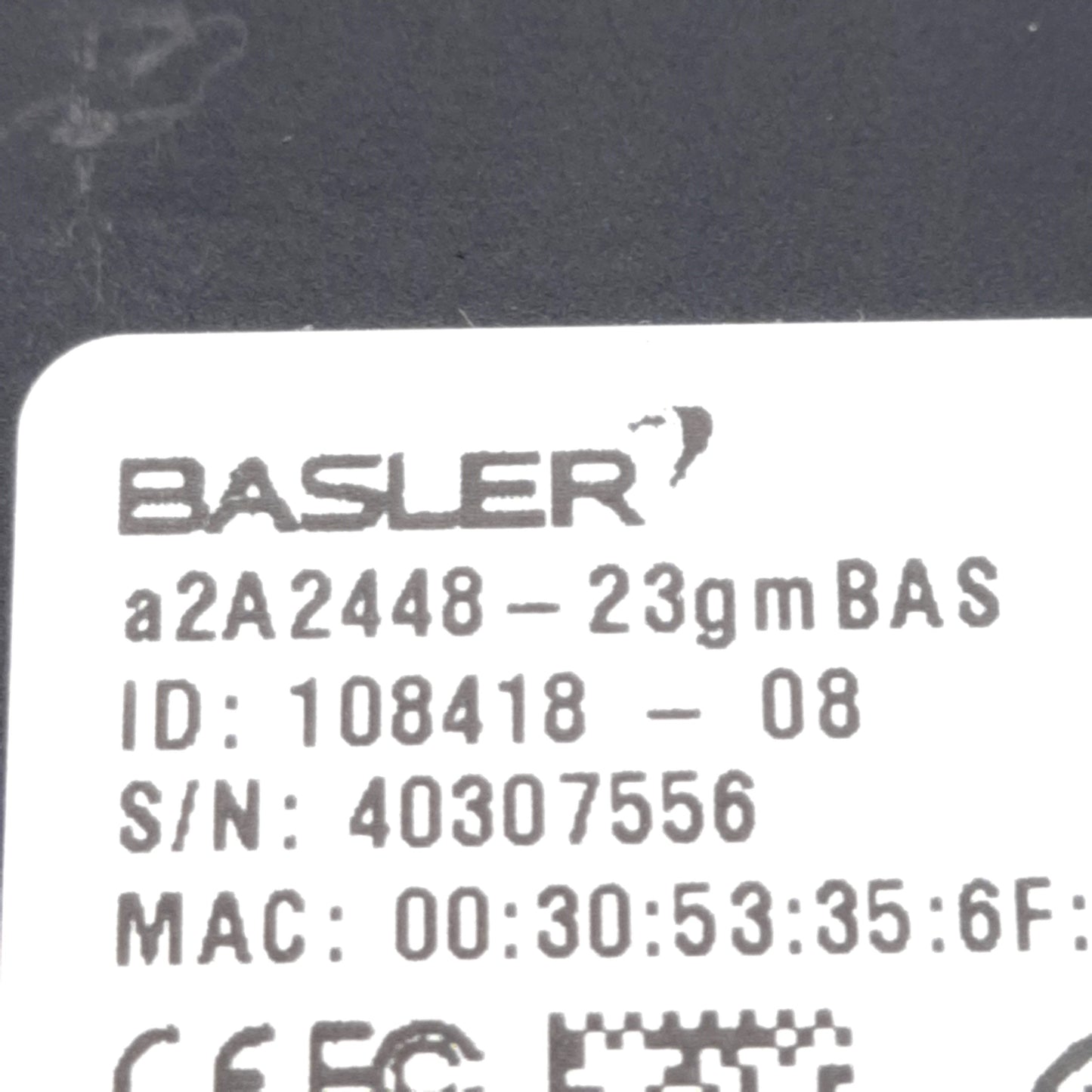 New – Open box Basler a2A2448-23gmBAS GigE Area Scan Camera 2448x2048 @ 23 FPS 12-24VDC C-Mount