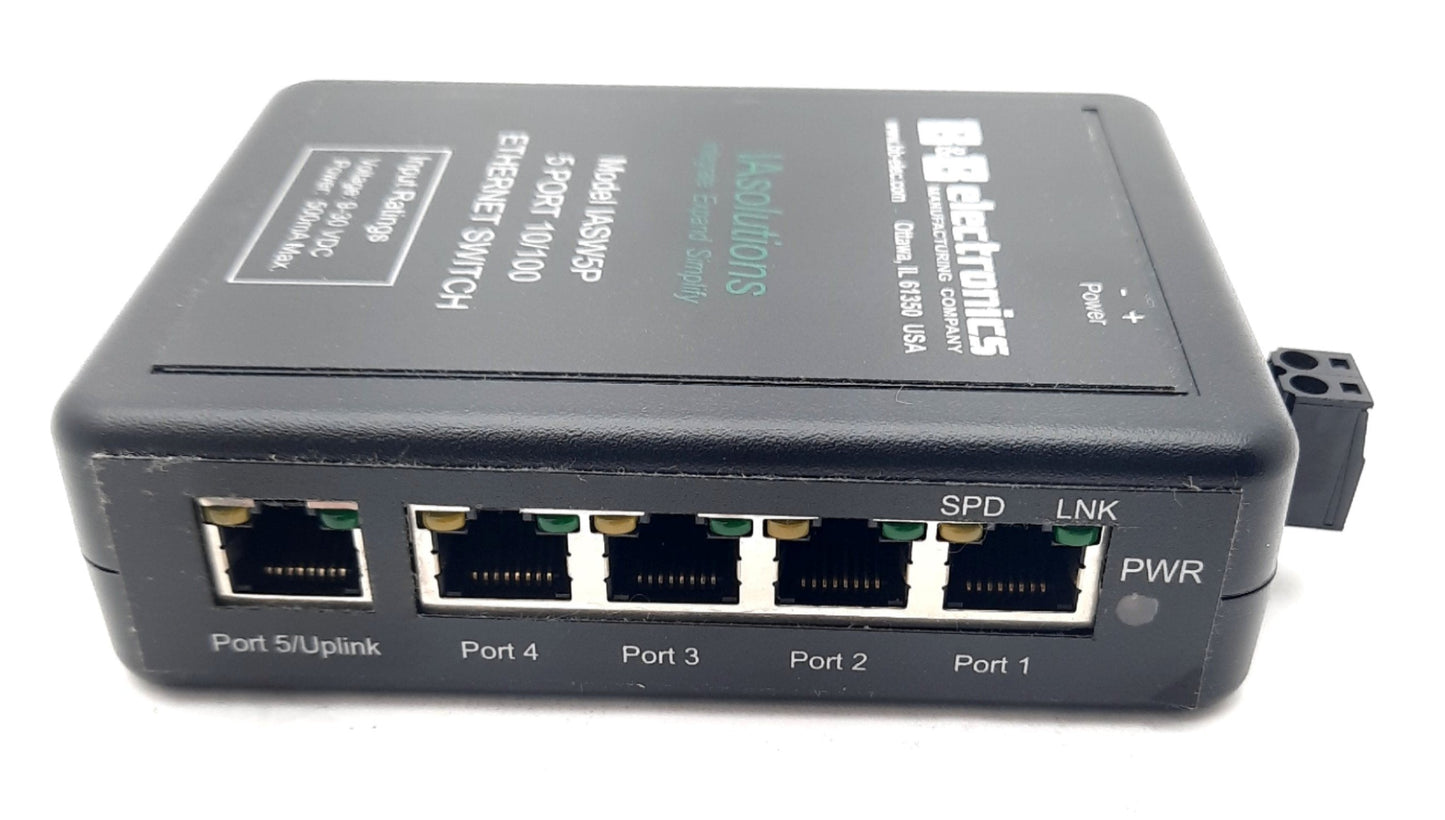 New B&B Electronics IASW5P Ethernet Switch 5 Port 10/100, Voltage: 9-30VDC, 500mA