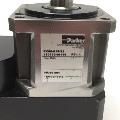 Used Parker RX60-015-S2 Right-Angle Planetary Gearhead 15:1 Ratio Ø5/8" In, Ø16mm Out