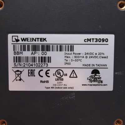 Used Weintek cMT3090 9.7in Touch Screen HMI 24VDC 900mA, 500:1, LED, 1024 x 768