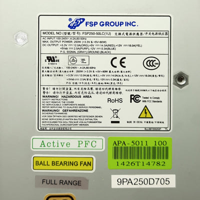 Used FSP Group FSP-250LC(1U) Computer Power Supply, 250W, 20-Pin ATX, 1x SATA, 1x FDD