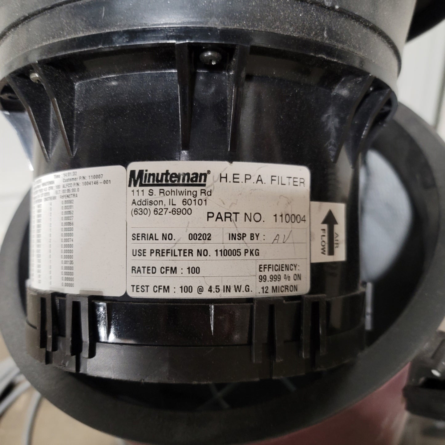 Used Minuteman 829140 Hazardous Material Vacuum HEPA Filter, 6 Gallon, 115VAC