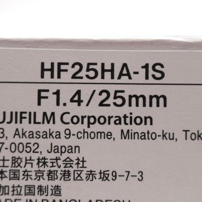 New Fujinon HF25HA-1S Machine Vision Lens C-Mount 1.5MP, 25mm Focal, F1.4-F22 Iris