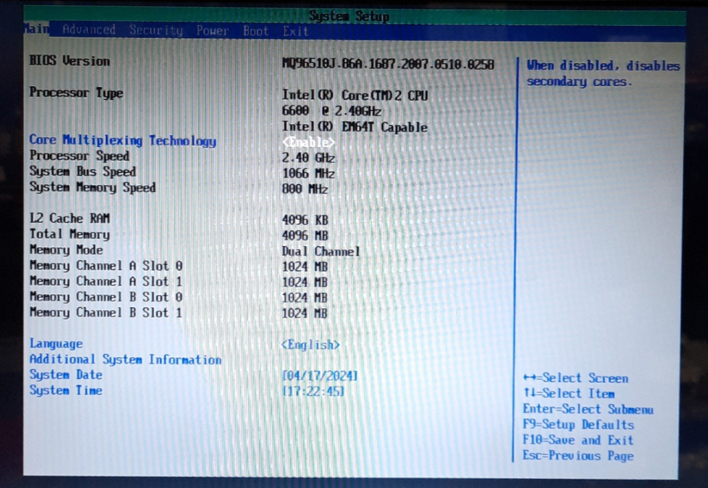 Used Intel DG965WH Motherboard & CPU Core 2 Duo 2.4GHz 4GB PCI x3 PCIe x16 x1