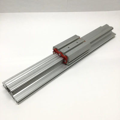 Used Gimatic LL Series Profile Linear Ball Bearing Slide Carriage 22" Long Guide Rail