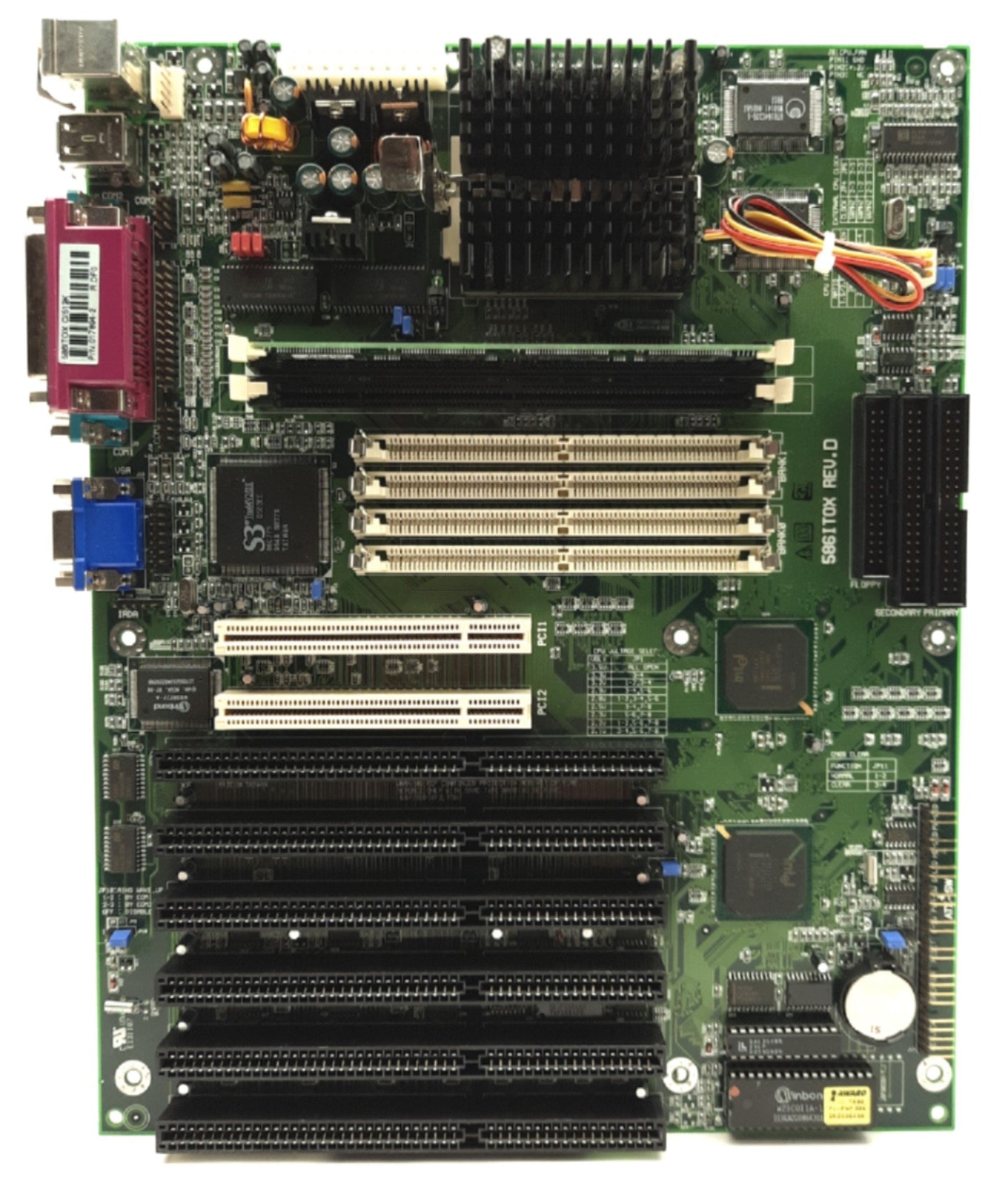 Used DFI 586ITOX Motherboard Intel Pentium MMX 150MHz 32MB 2x PCI 6x ISA Socket 7