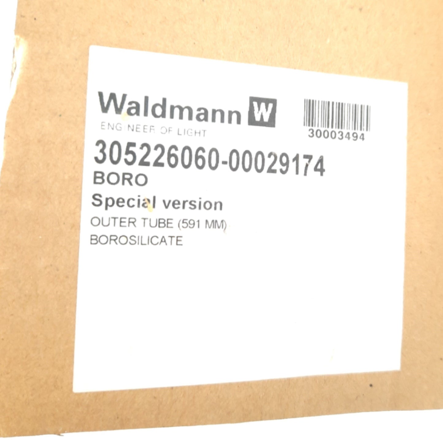 New Waldmann 305226060-00029174 Glass Tube, Borosilicate, 591mm Length, RL70, 23.27"