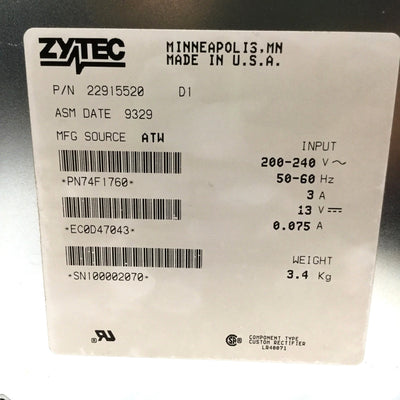 Used Zytec 74F1760 DC Bulk Module 9406 System Power Supply from IBM AS400 iSeries